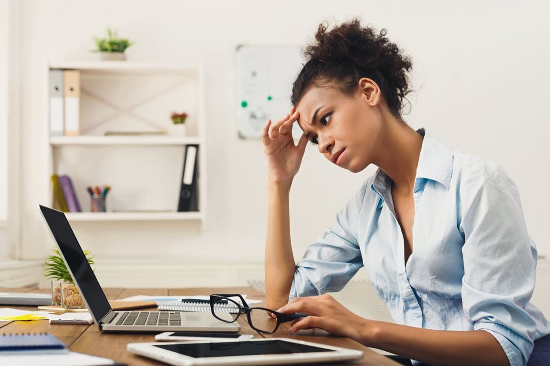 A female employee who seems stressed