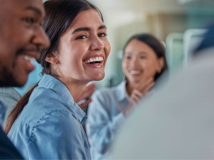 Happy employees in a meeting