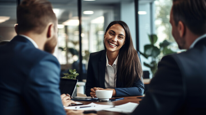 Happy female employee smiling