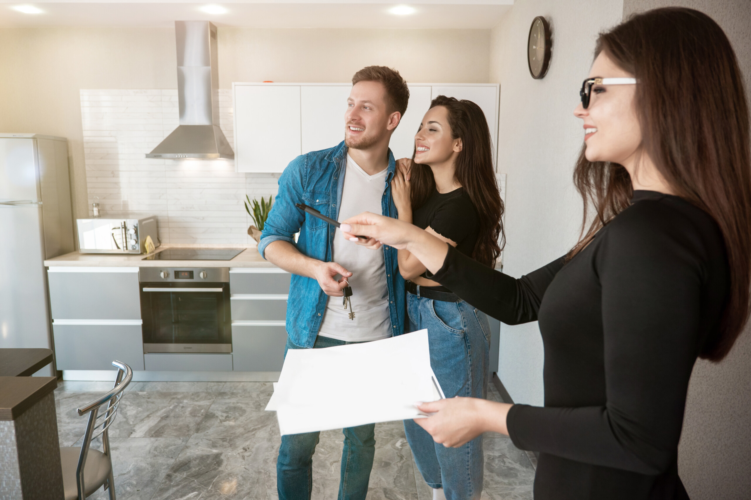 Real estate agent showing a property