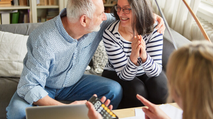 Senior employees calculating pension