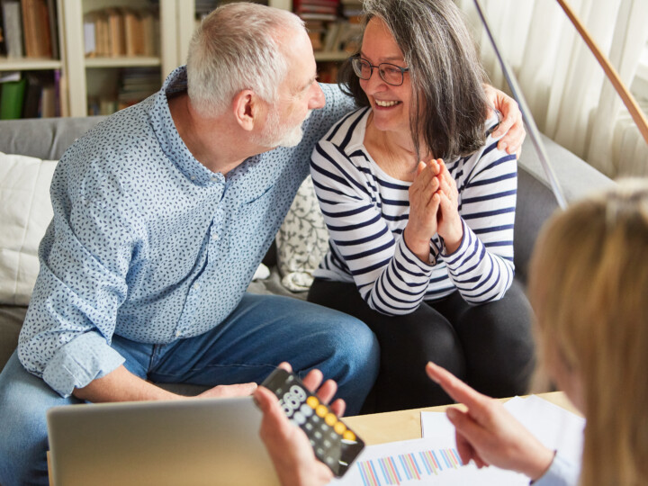 Senior employees calculating pension