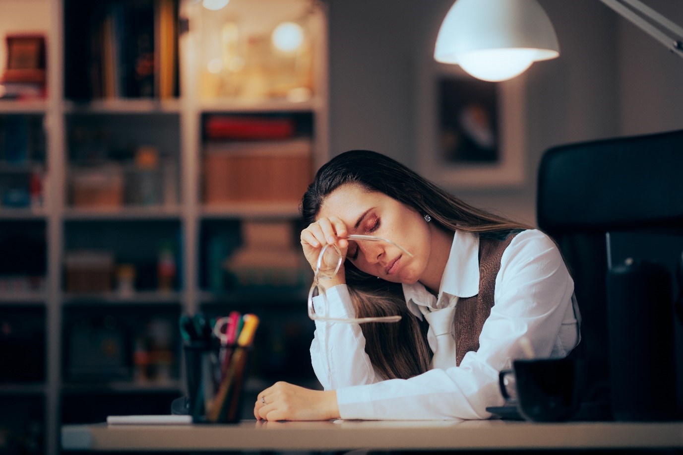 Female colleague looking tired