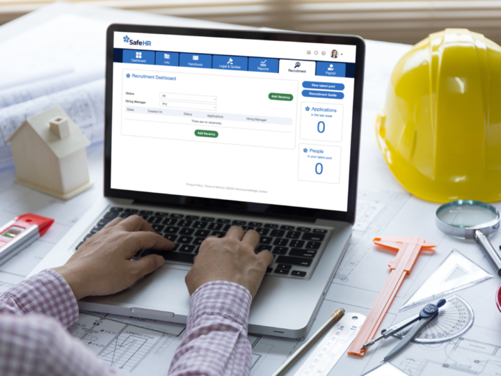 Laptop screen showing SafeHR software